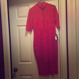 Red lace formal dress